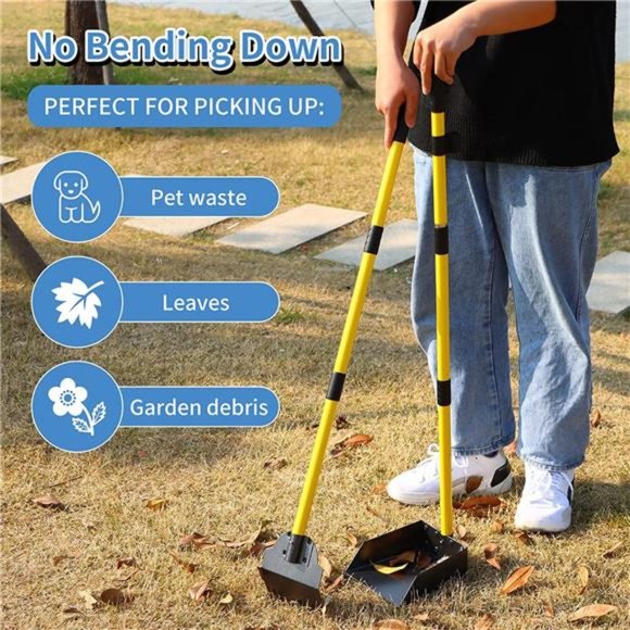 2 in 1 Dog Pooper Scooper, Tray & Rake Poop Scooper Set, Long Handle - Picture 3 of 7